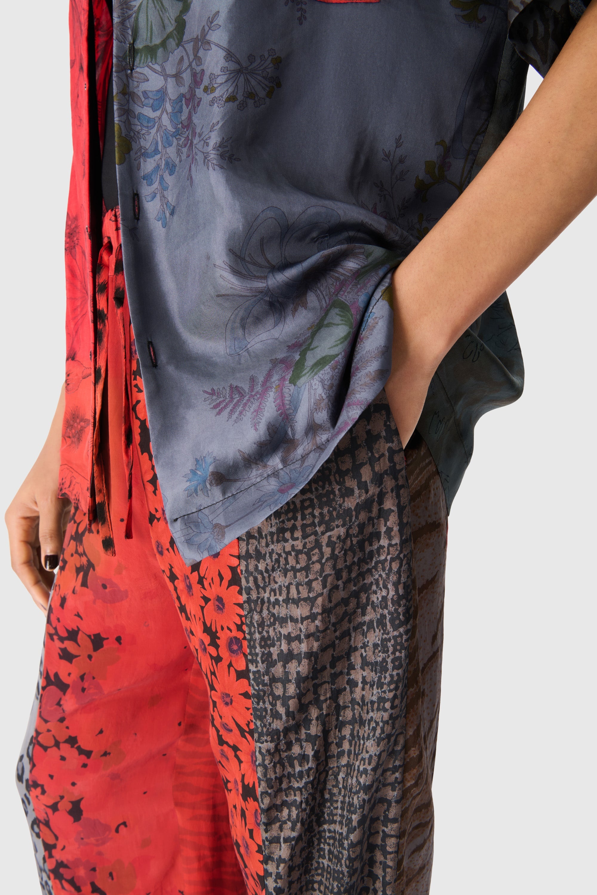 Upcycled Silk Scarves Drawstring Trousers - 8