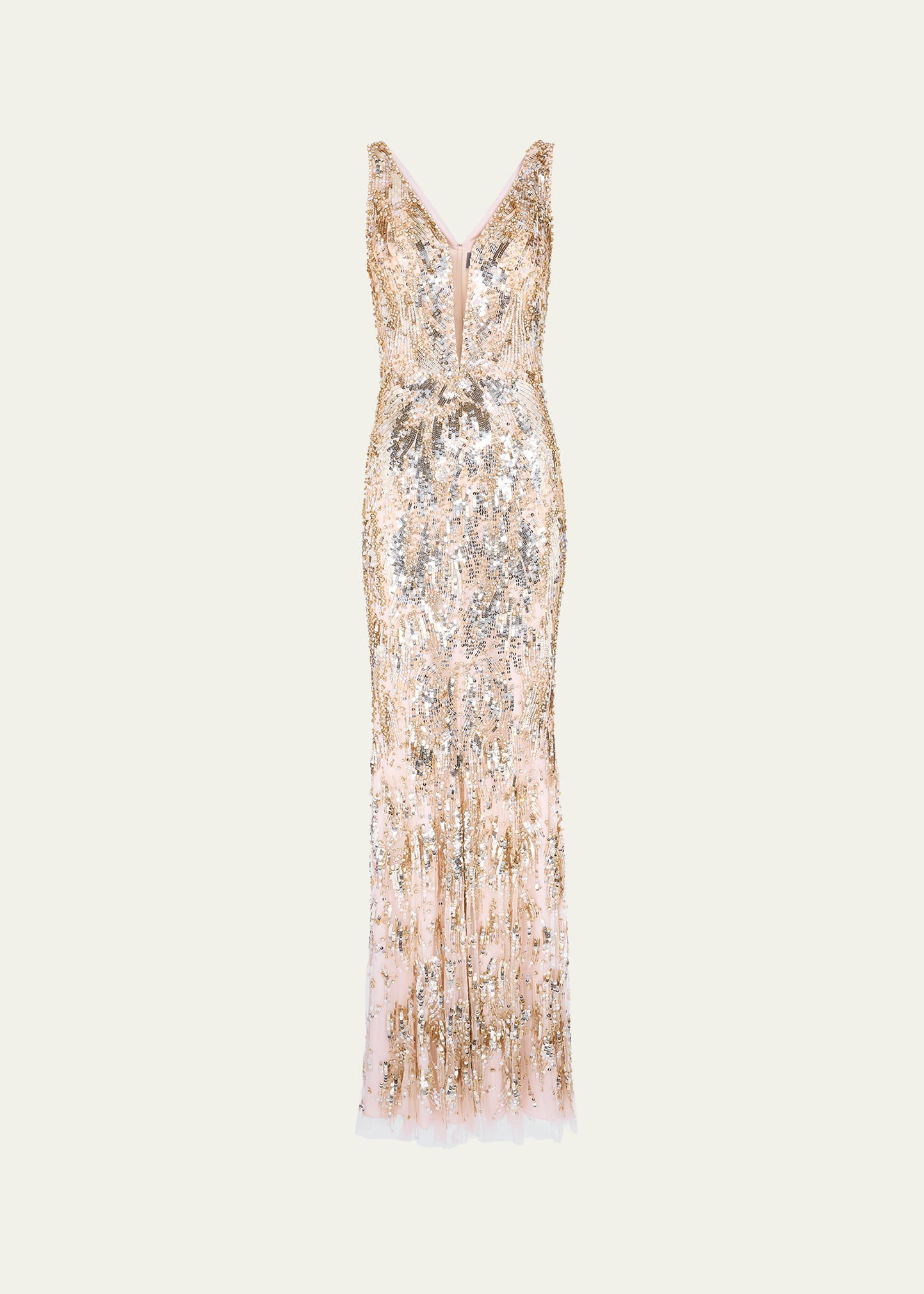 Marion Embellished Plunging Column Gown - 1