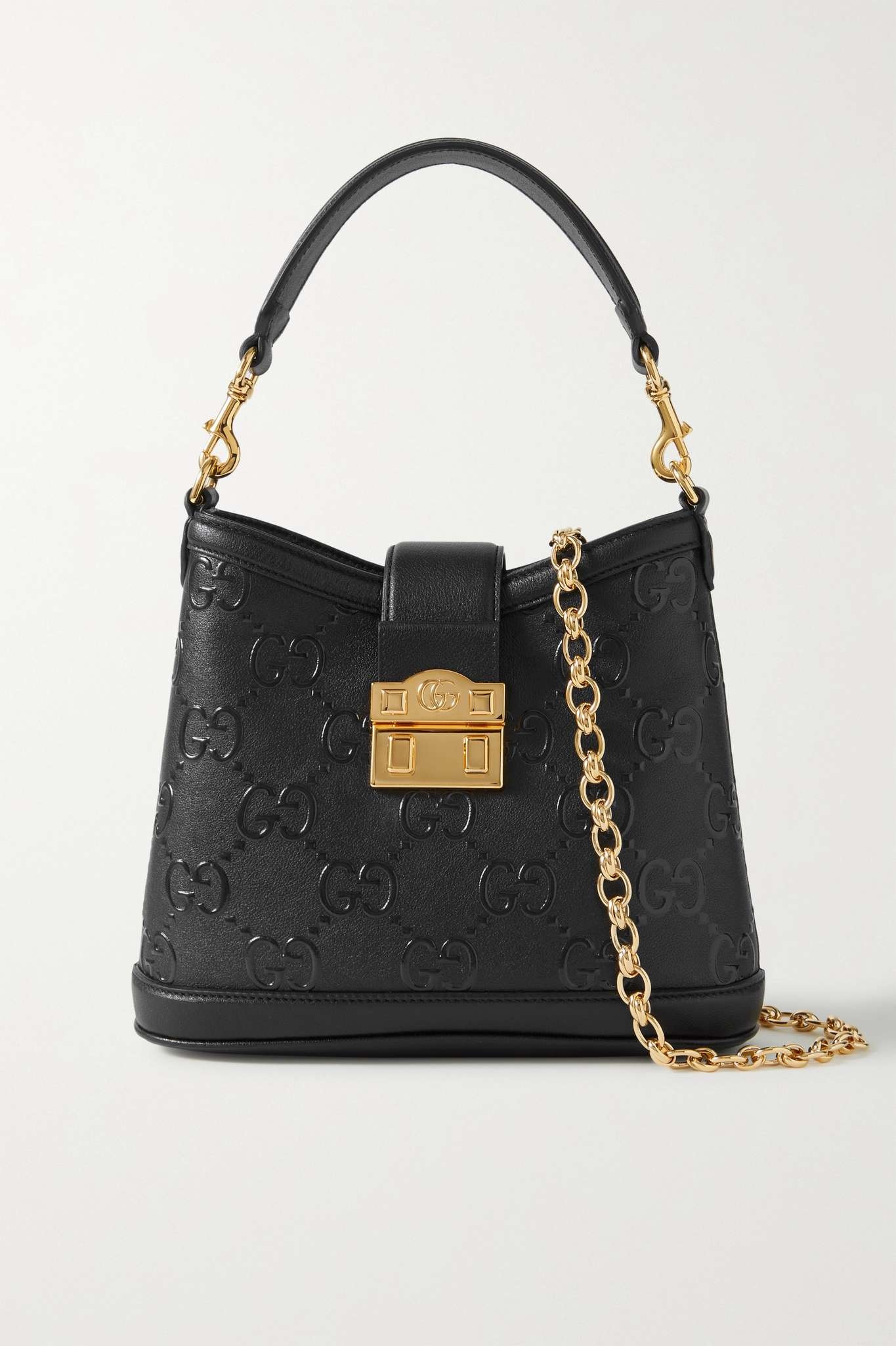 Embossed leather shoulder bag - 1