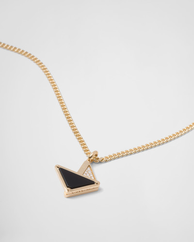 Prada Eternal Gold pendant necklace in yellow gold with diamonds and onyx outlook
