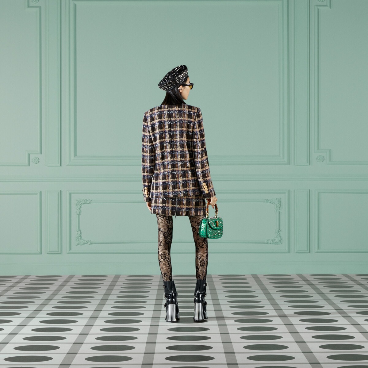 Tartan tweed wool mini skirt - 3