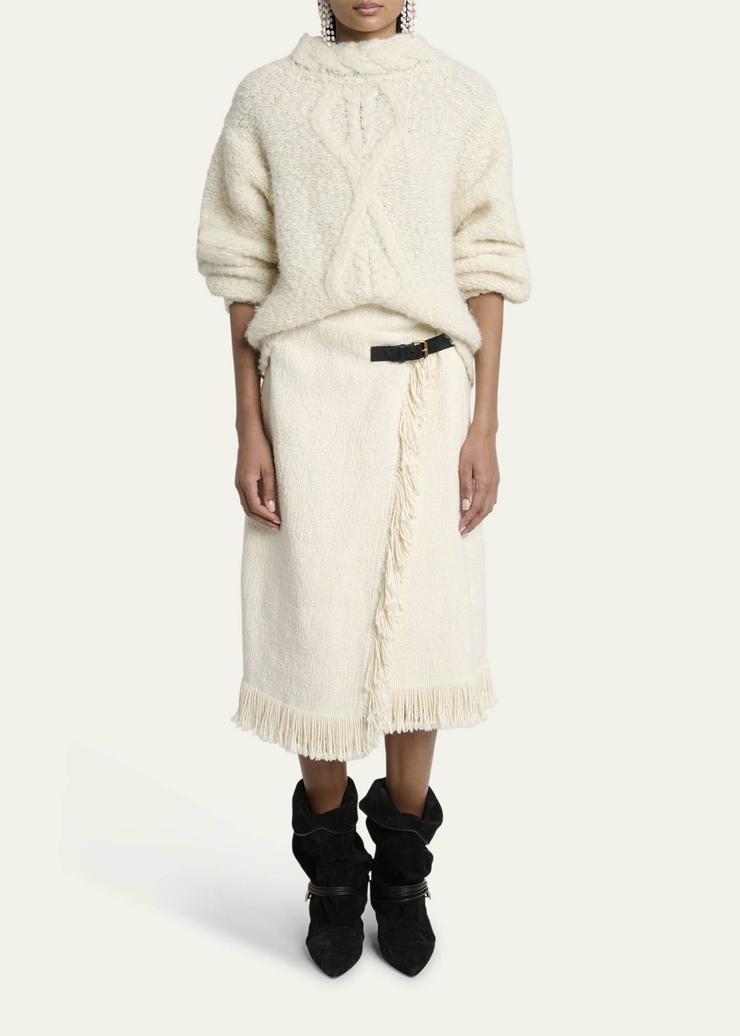 Galla Woven Fringe-Trim Skirt - 2