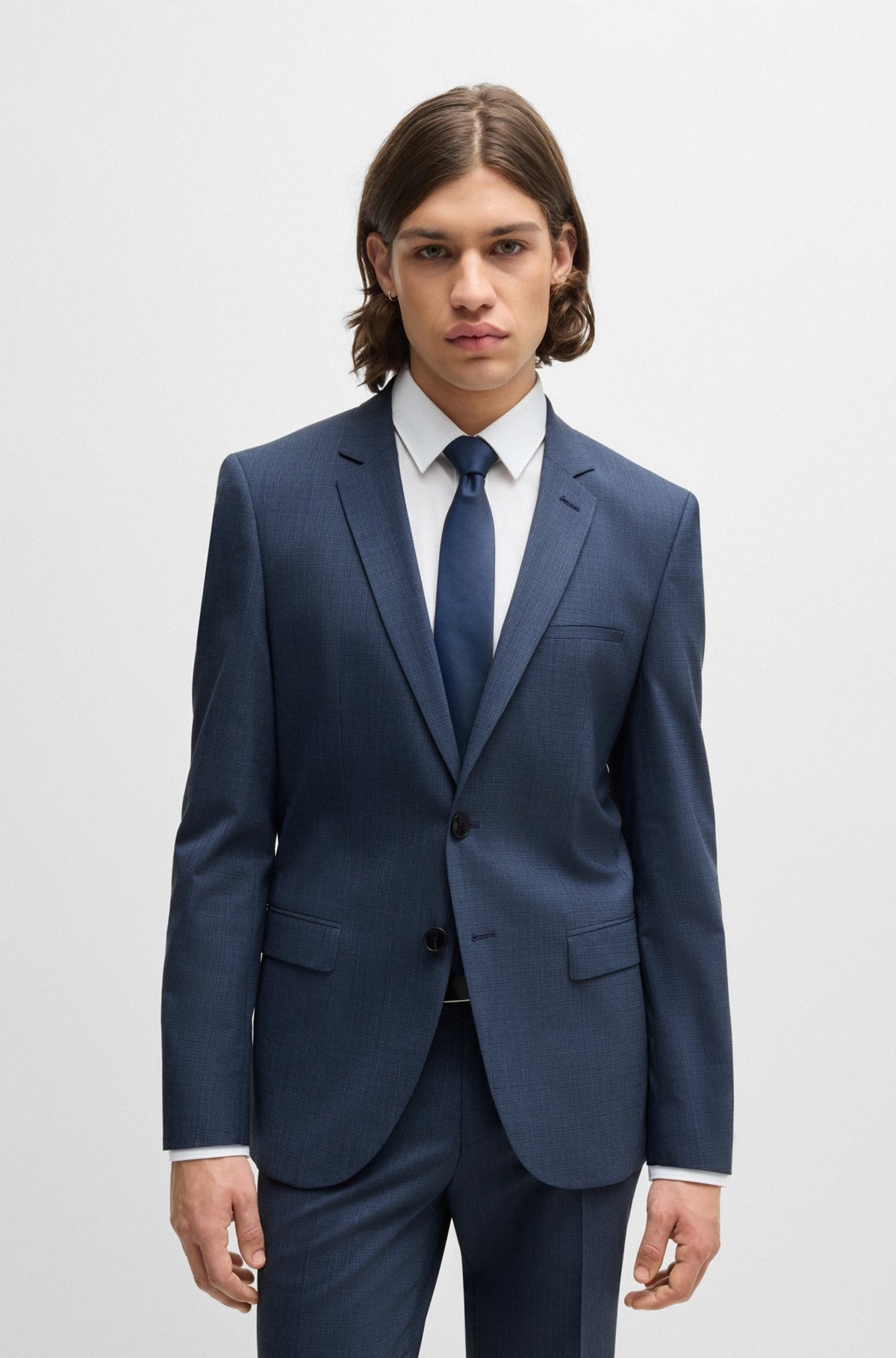 EXTRA-SLIM-FIT JACKET IN HOUNDSTOOTH STRETCH FABRIC - 2