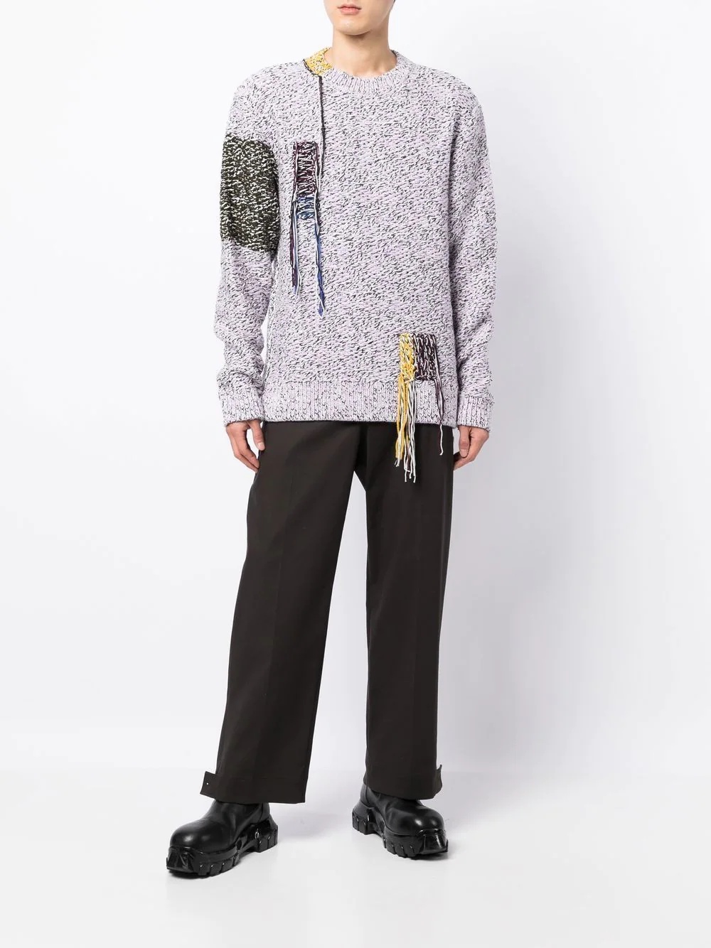 fringed marl-knit jumper - 2