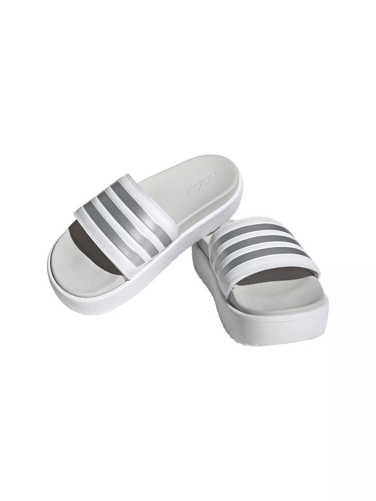 Adilette Platform "Ftwr White/Zero Metallic/Grey One" Women's Slide - 3