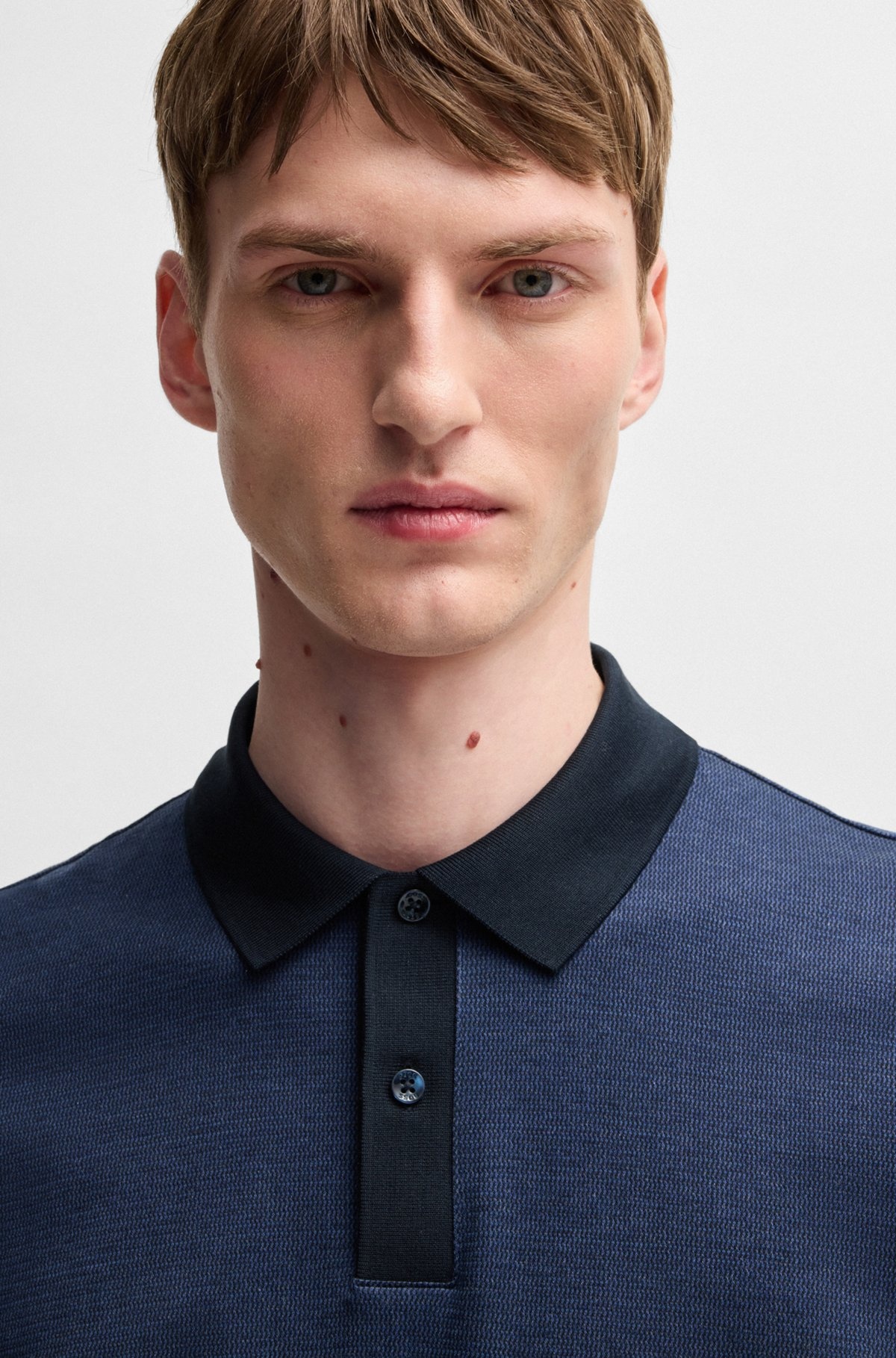 MERCERIZED-COTTON POLO SHIRT WITH MICRO PATTERN - 3