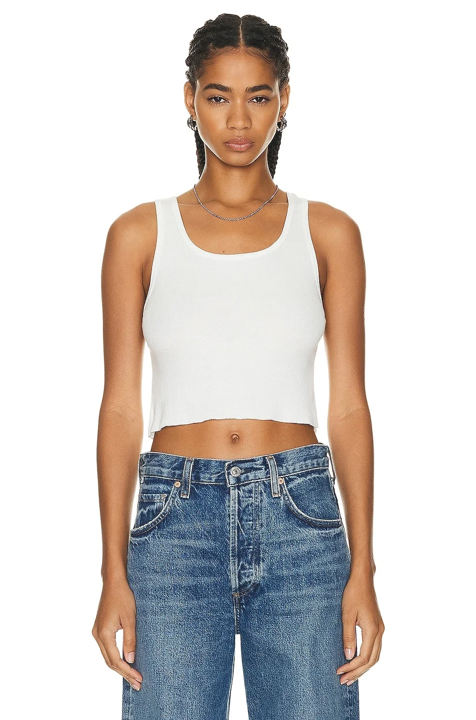 Cropped Scoop Neck Tank Top - 1