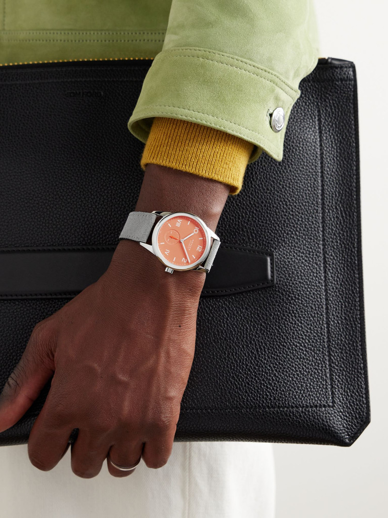 NOMOS Glashütte Club Campus Hand-Wound 38.5mm Stainless Steel and Suede Watch, Ref. No. 725 Pink outlook