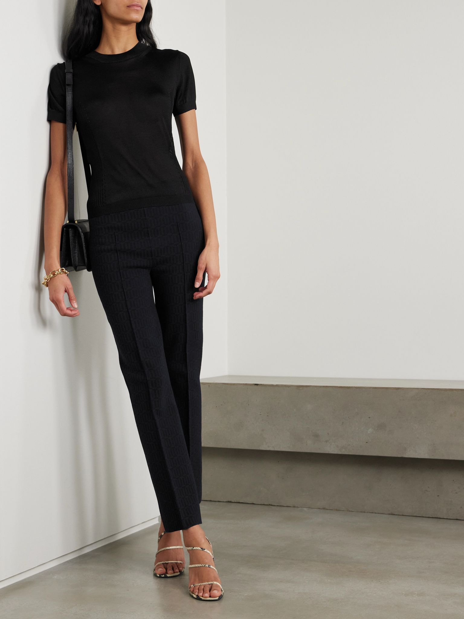 Eden pointelle-knitted T-shirt Black - 2
