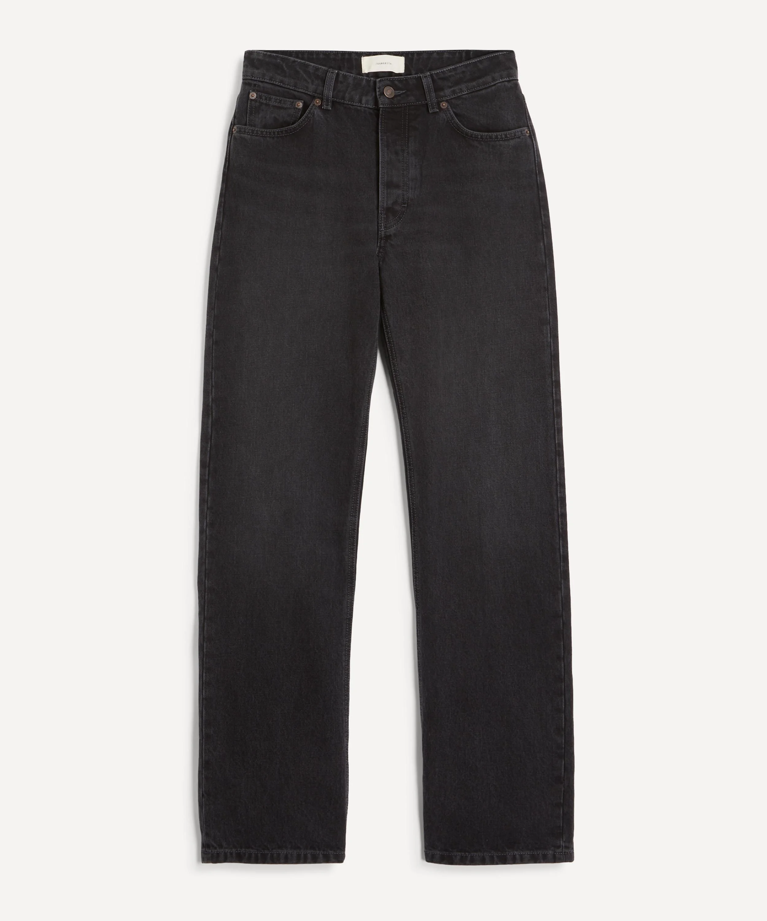 Virgo Mid-Waist Straight-Leg Jeans in Gesso Black - 1