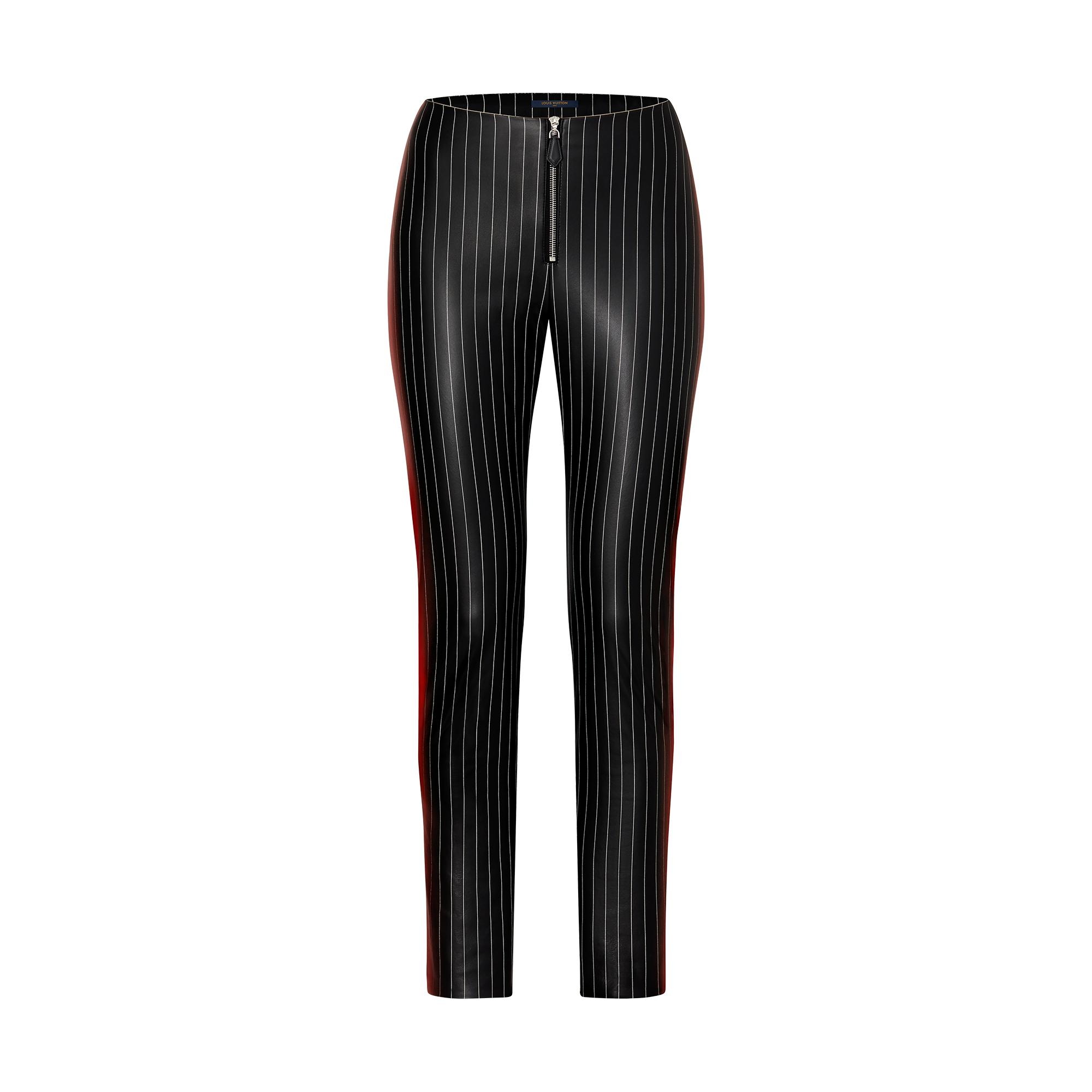 Graphic Stripe Fitted Faux Leather Pants  - 1