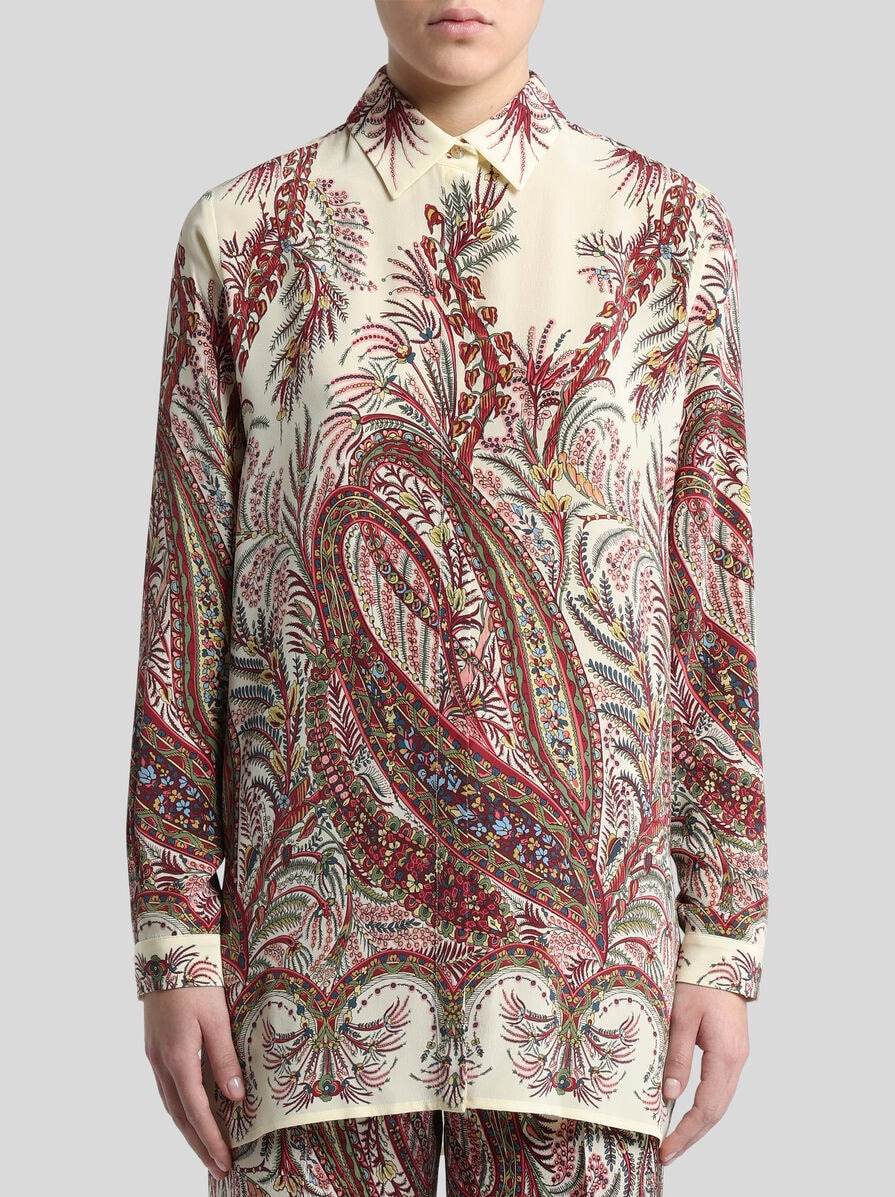 SILK SHIRT WITH PLACED PRINT - 2