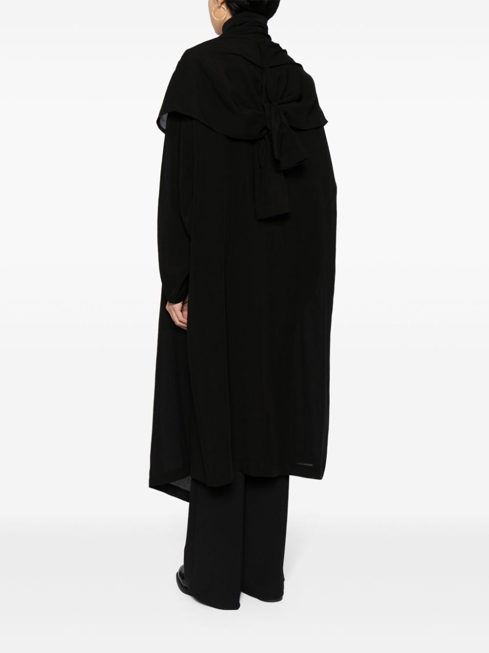 semi-sheer long cape coat - 4