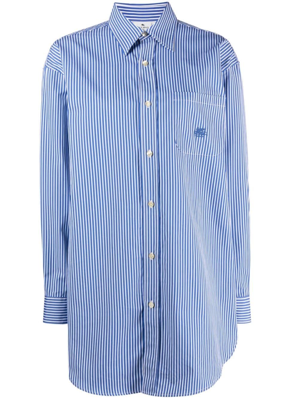 striped logo-embroidered cotton shirt - 1
