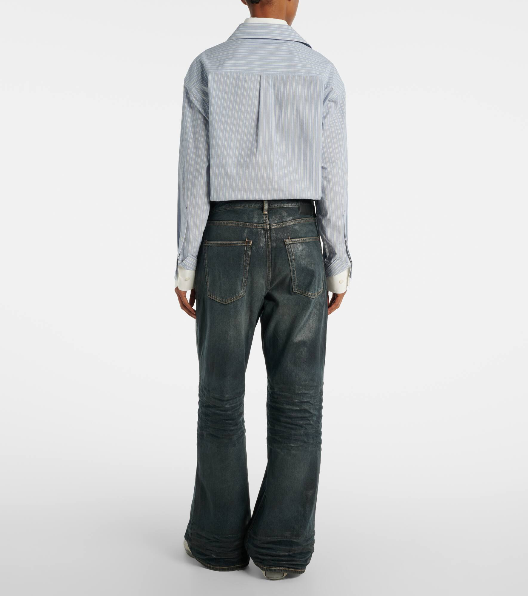 Glossy mid-rise wide-leg jeans - 3