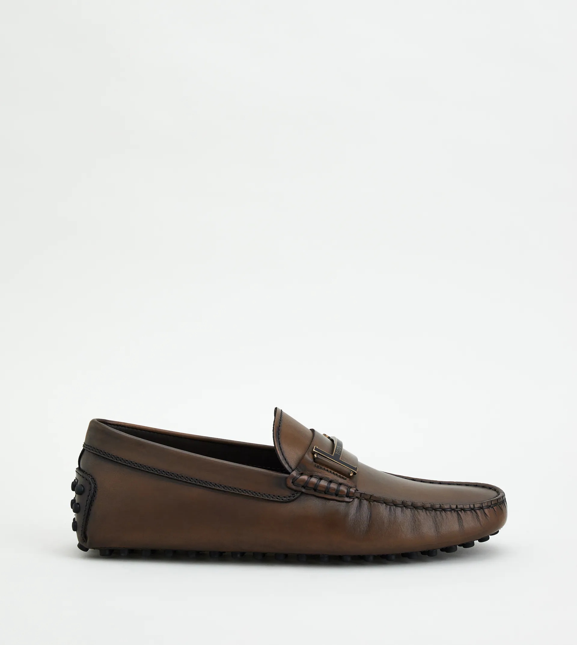 GOMMINO SINGLE T DRIVING SHOES IN LEATHER - BROWN - 1