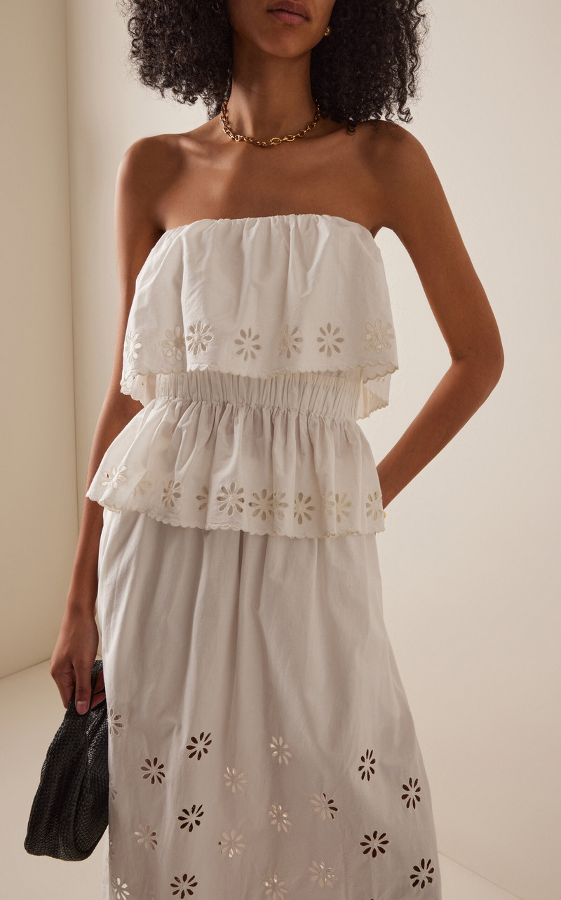 POSSE Exclusive Riviera Cecilia Ruffled Strapless Cotton Top white outlook