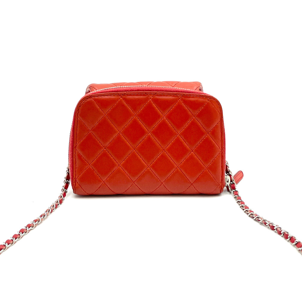 Chanel No. 15 Red Orange Leather Mini Flap Crossbody Bag - 3