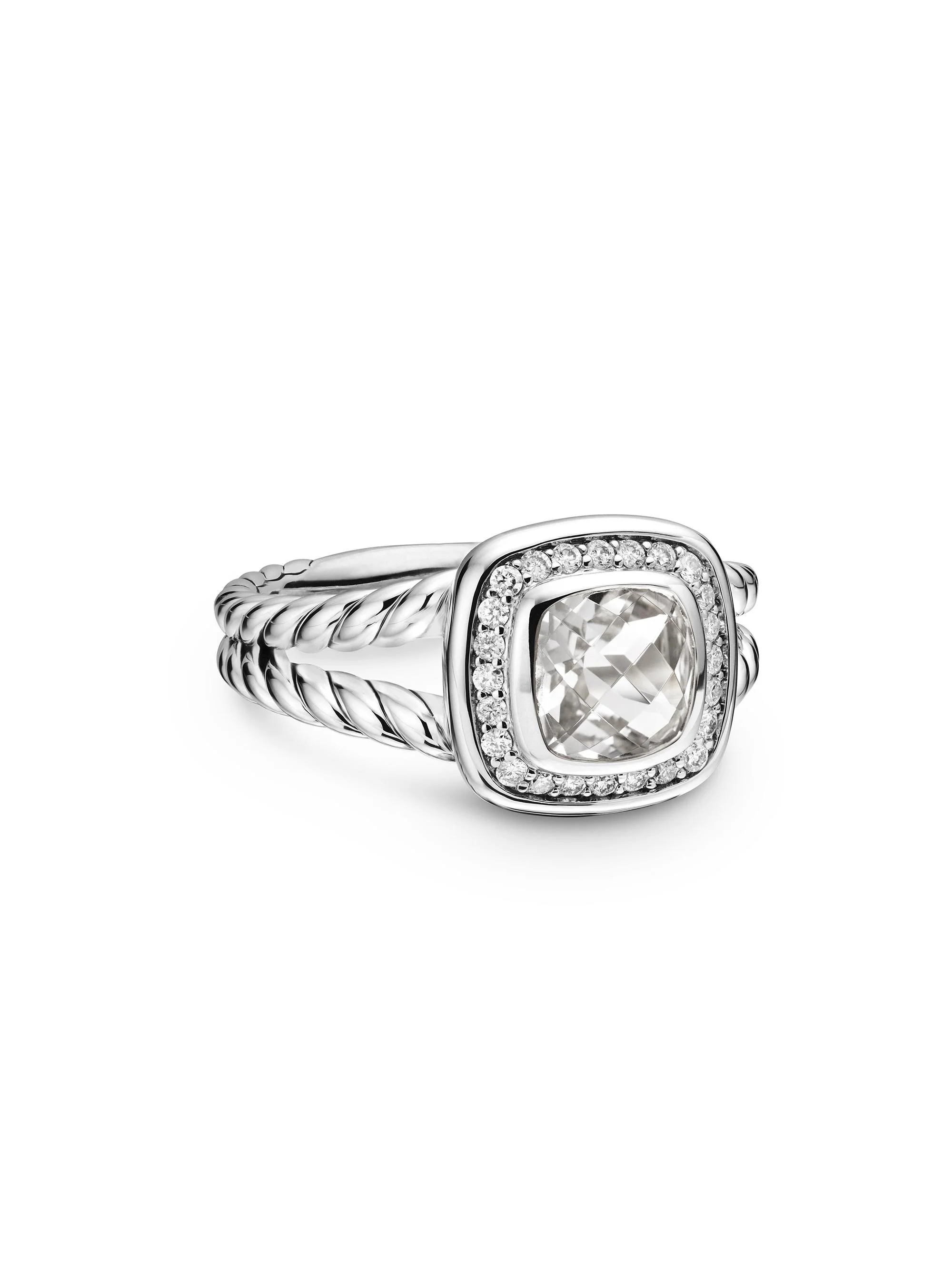 Women's Petite Albion Ring With Pavé Diamonds - White Topaz - 1