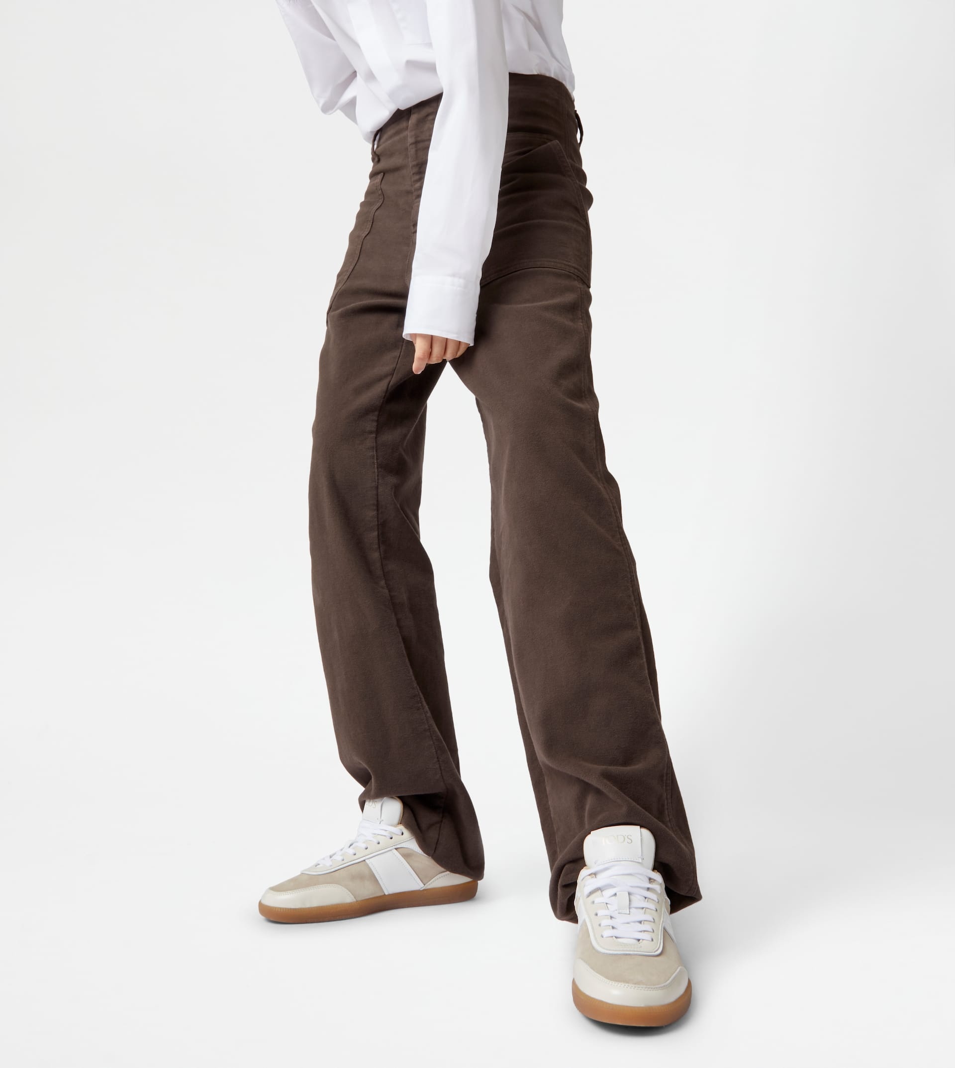 TOD'S TABS SNEAKERS IN SMOOTH LEATHER AND SUEDE - WHITE, BEIGE - 2