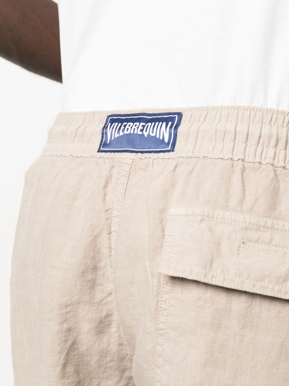 logo-patch linen shorts - 5