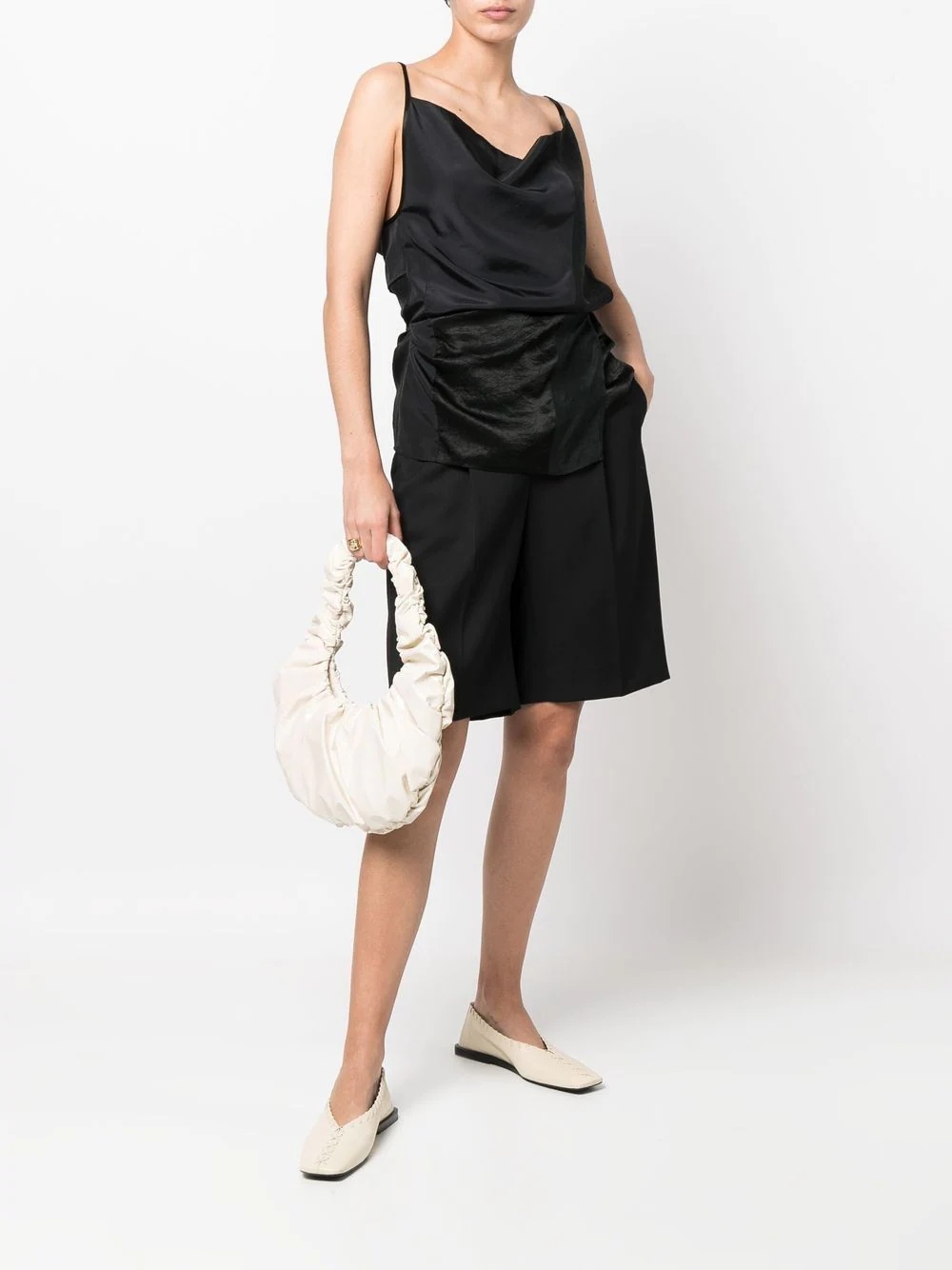 gathered top-handle tote - 2