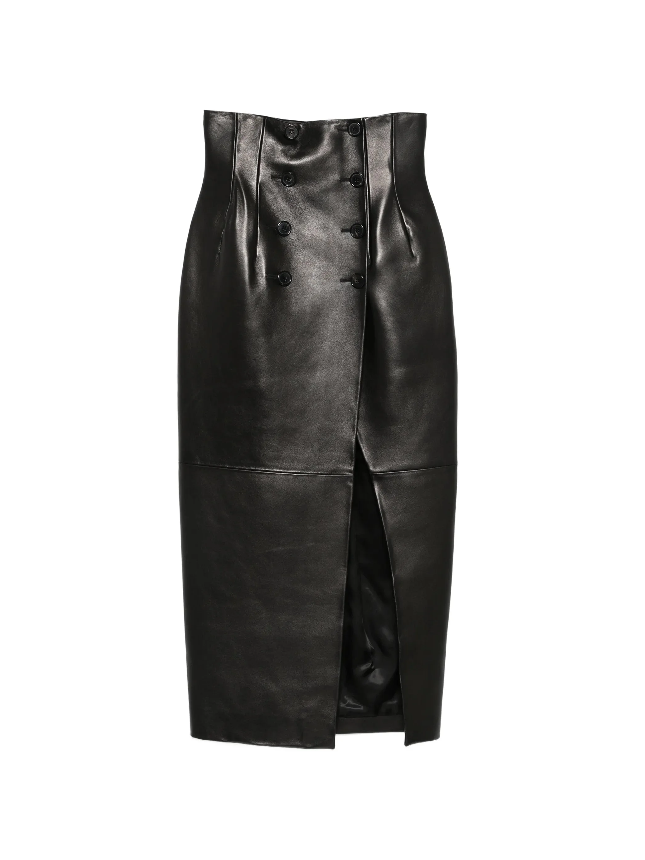 Khaite Double-breasted Leather Midi Skirt - 1