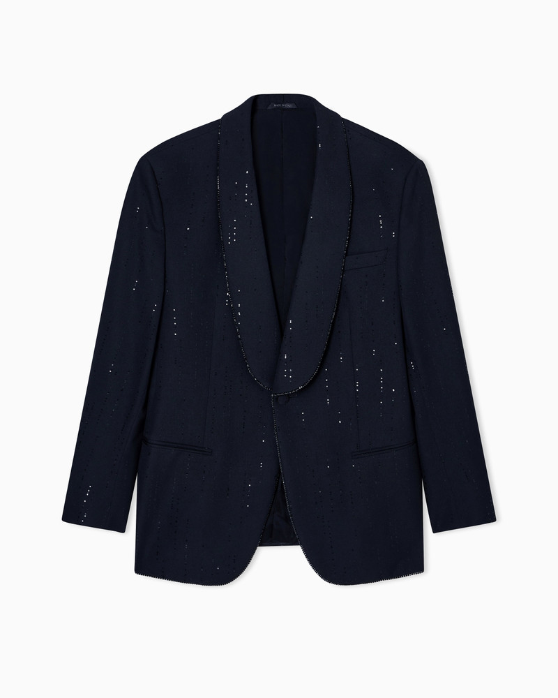 SOHO LINE SINGLE-BREASTED TUXEDO JACKET IN VIRGIN WOOL WITH SEQUINS 1