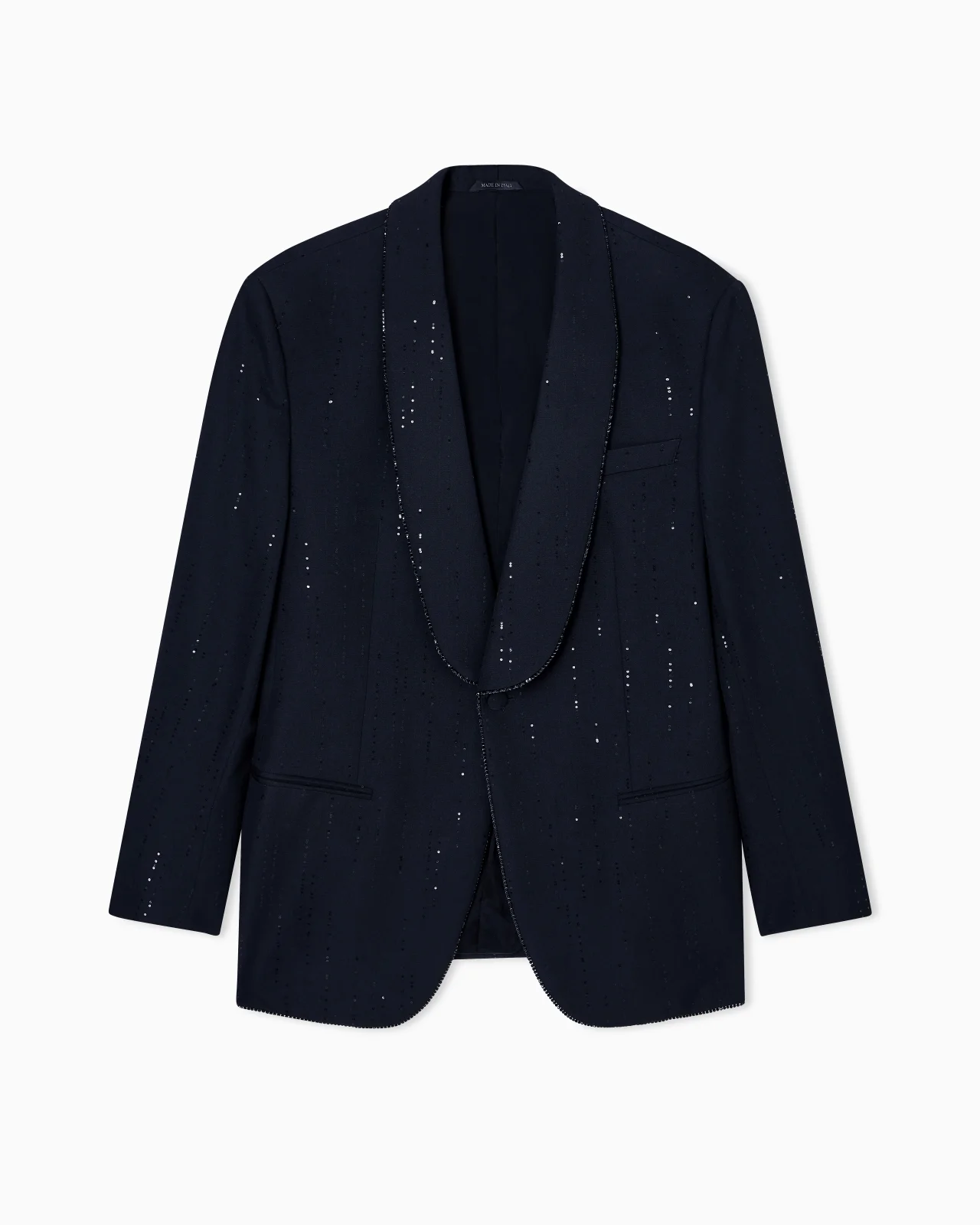 SOHO LINE SINGLE-BREASTED TUXEDO JACKET IN VIRGIN WOOL WITH SEQUINS - 1