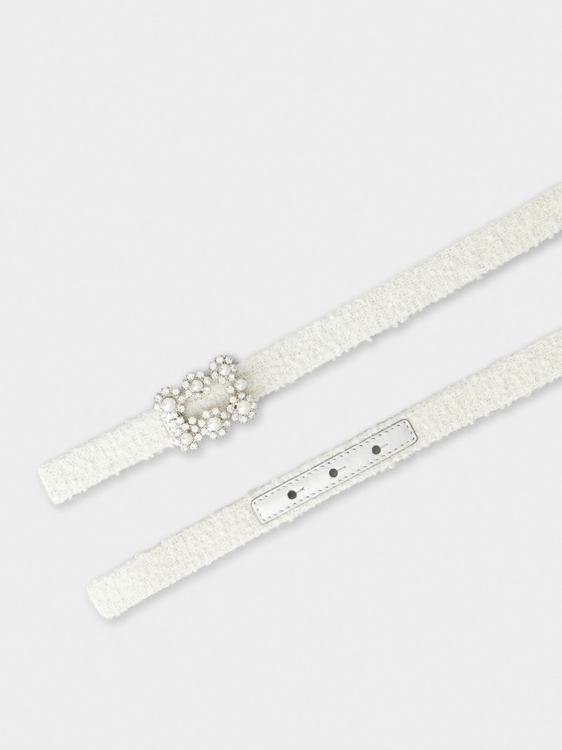 Roger Vivier Flower Strass Pearl Buckle Belt in Wool outlook
