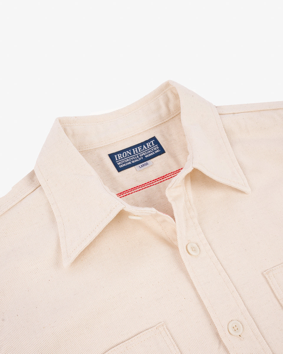 IHSH-414-WHT 9oz Cotton Linen Work Shirt - Off White - 6