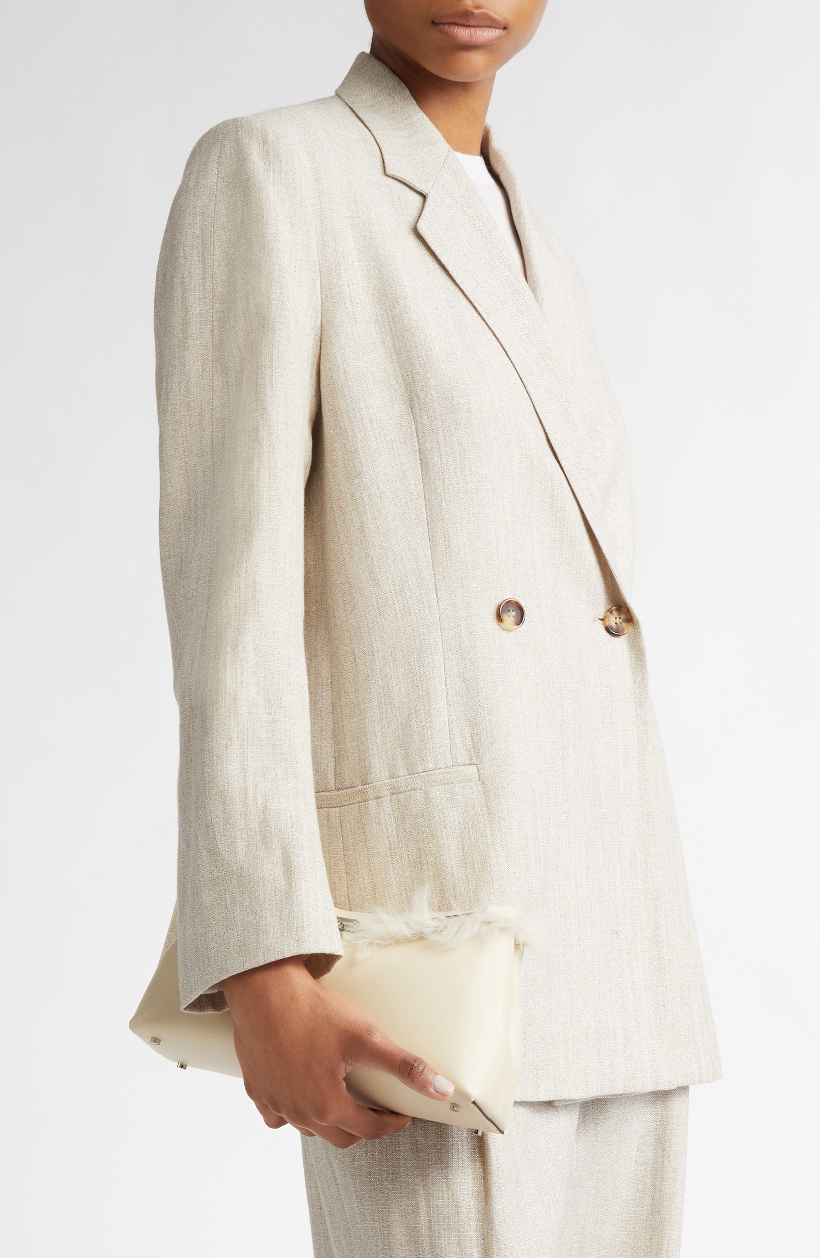 TOTEME T-Lock Genuine Shearling Clutch in Ecru at Nordstrom - 3