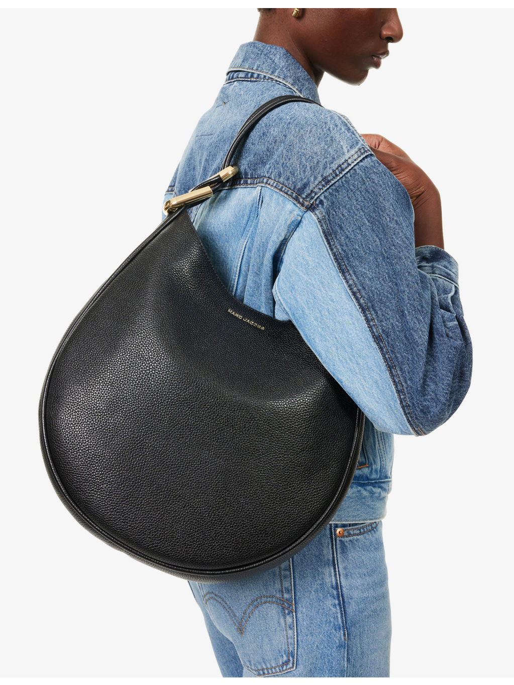 Large Crescent Leather Tote Bag - 3