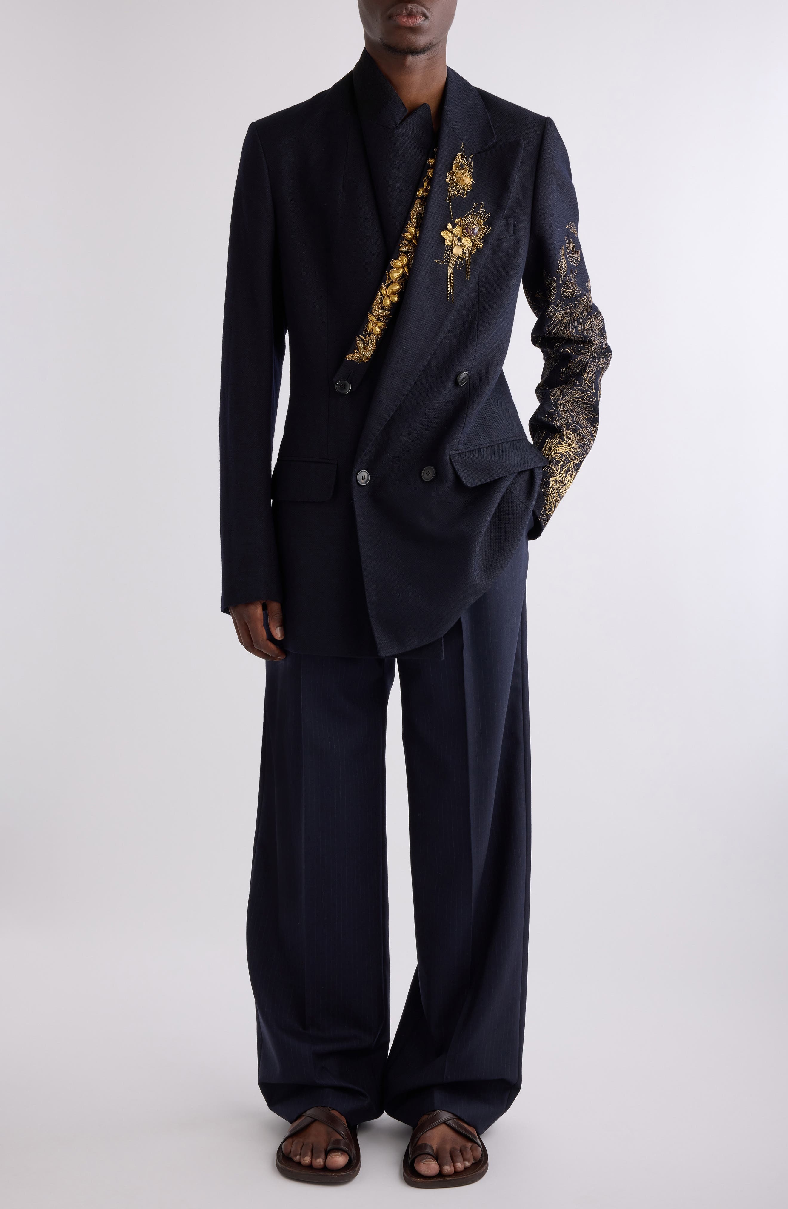 Dries Van Noten Barton Embellished Wool Blend Jacket in Navy at Nordstrom - 2