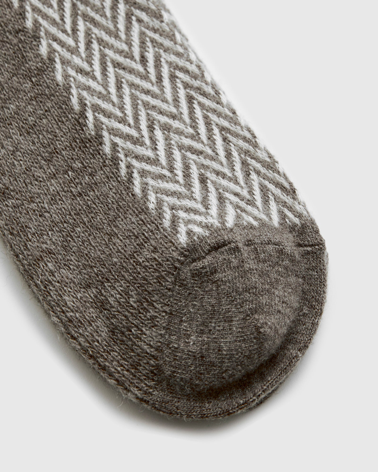 Wool Herringbone Crew Sock in Light Brown - 3