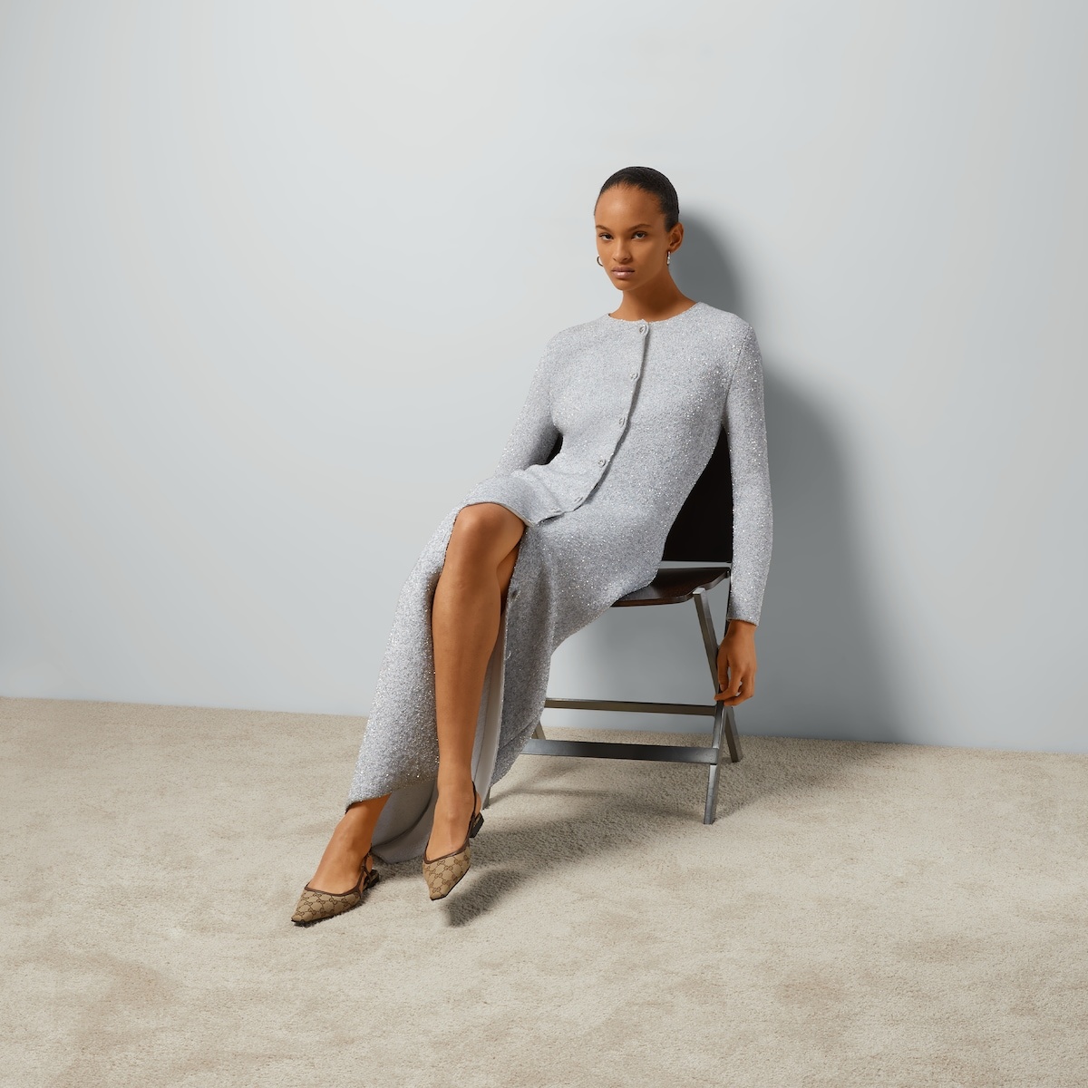 Viscose lamé dress with sequin embroidery - 2