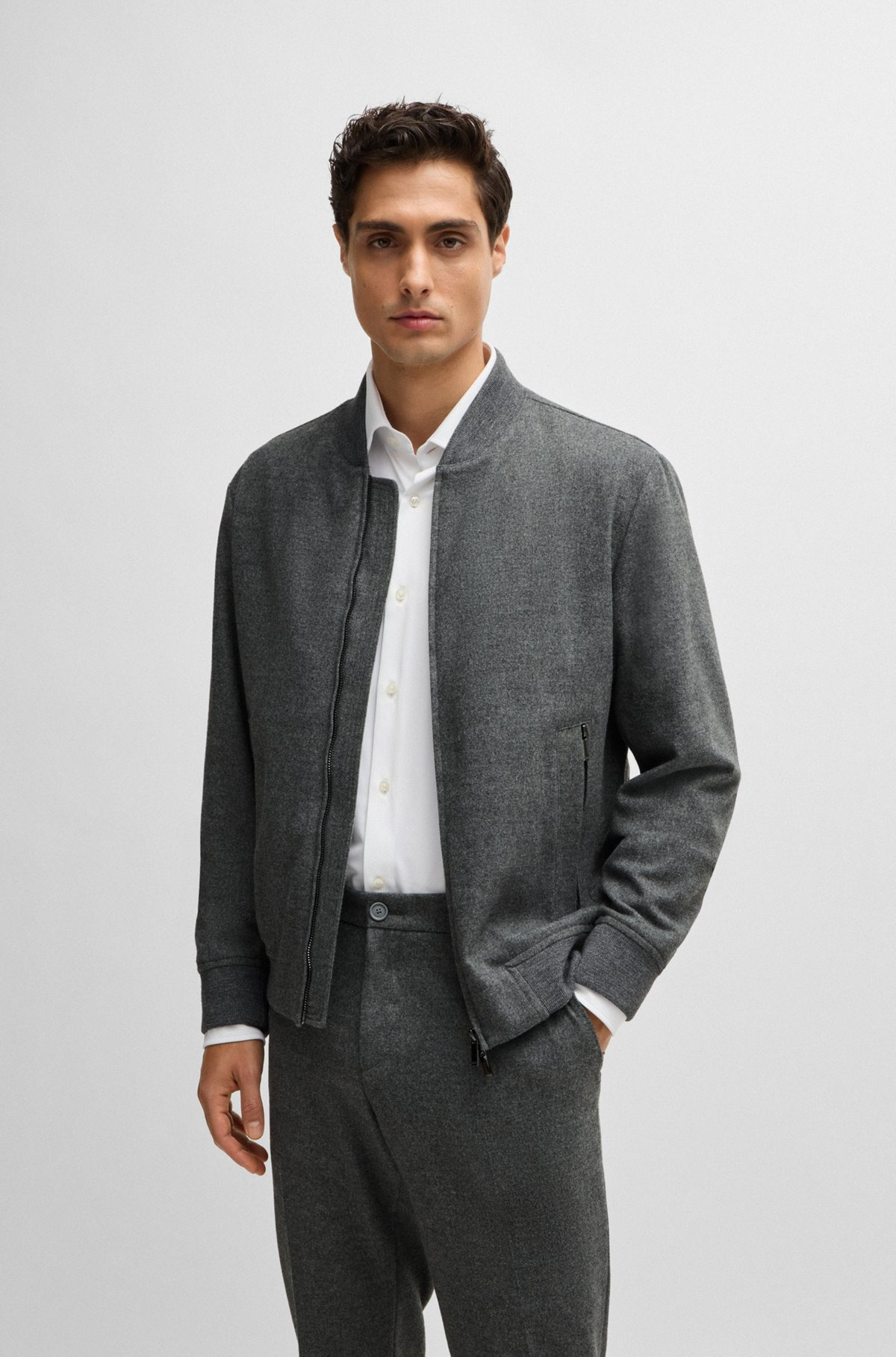 SLIM-FIT JACKET WITH TWO-WAY FRONT ZIP - 2