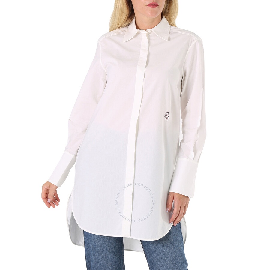 Chloe Ladies White Poplin Long-cut Shirt, Brand Size 34 (US Size 0) - 3
