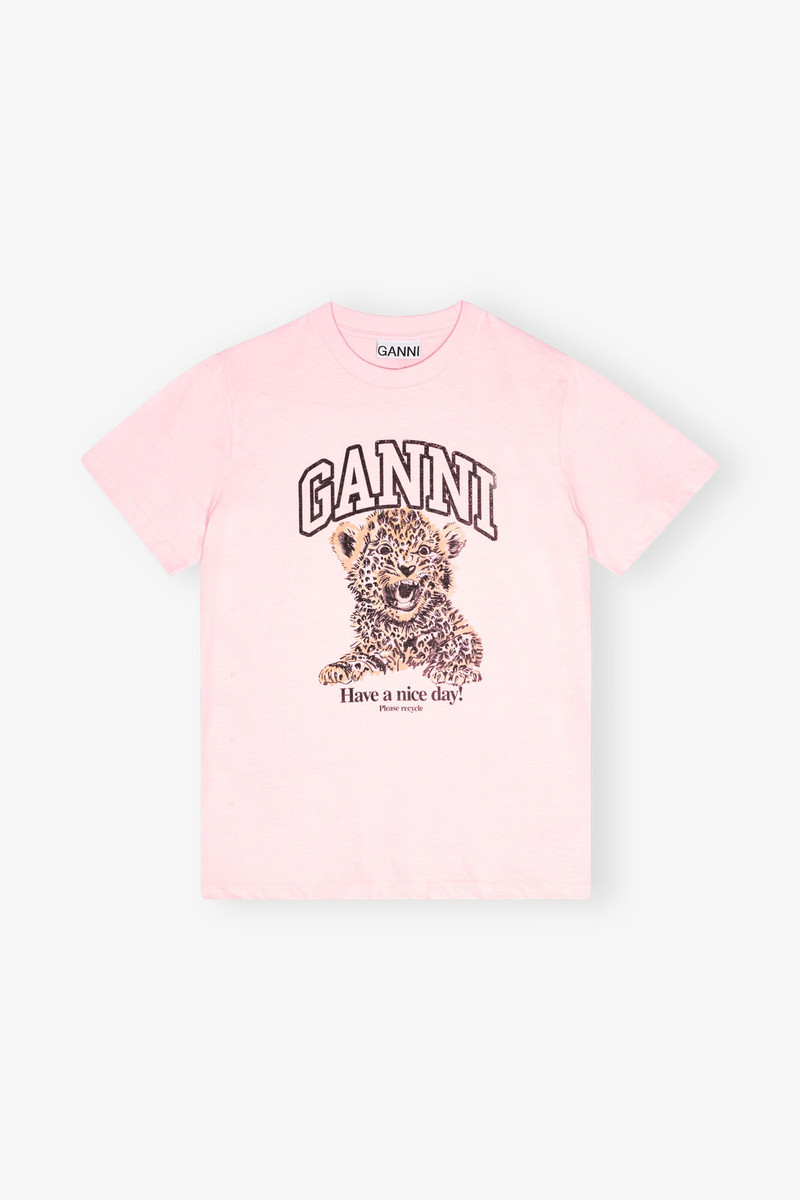 PINK BASIC JERSEY LEOPARD RELAXED T-SHIRT - 1