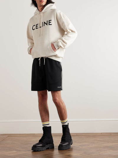 CELINE Straight-Leg Logo-Embroidered Striped Jersey Drawstring Shorts outlook