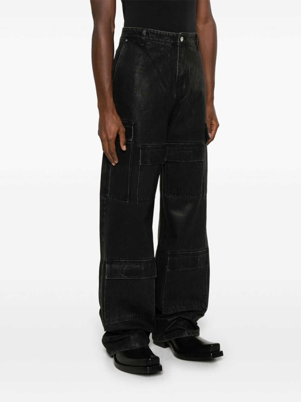 waxed cargo jeans - 3