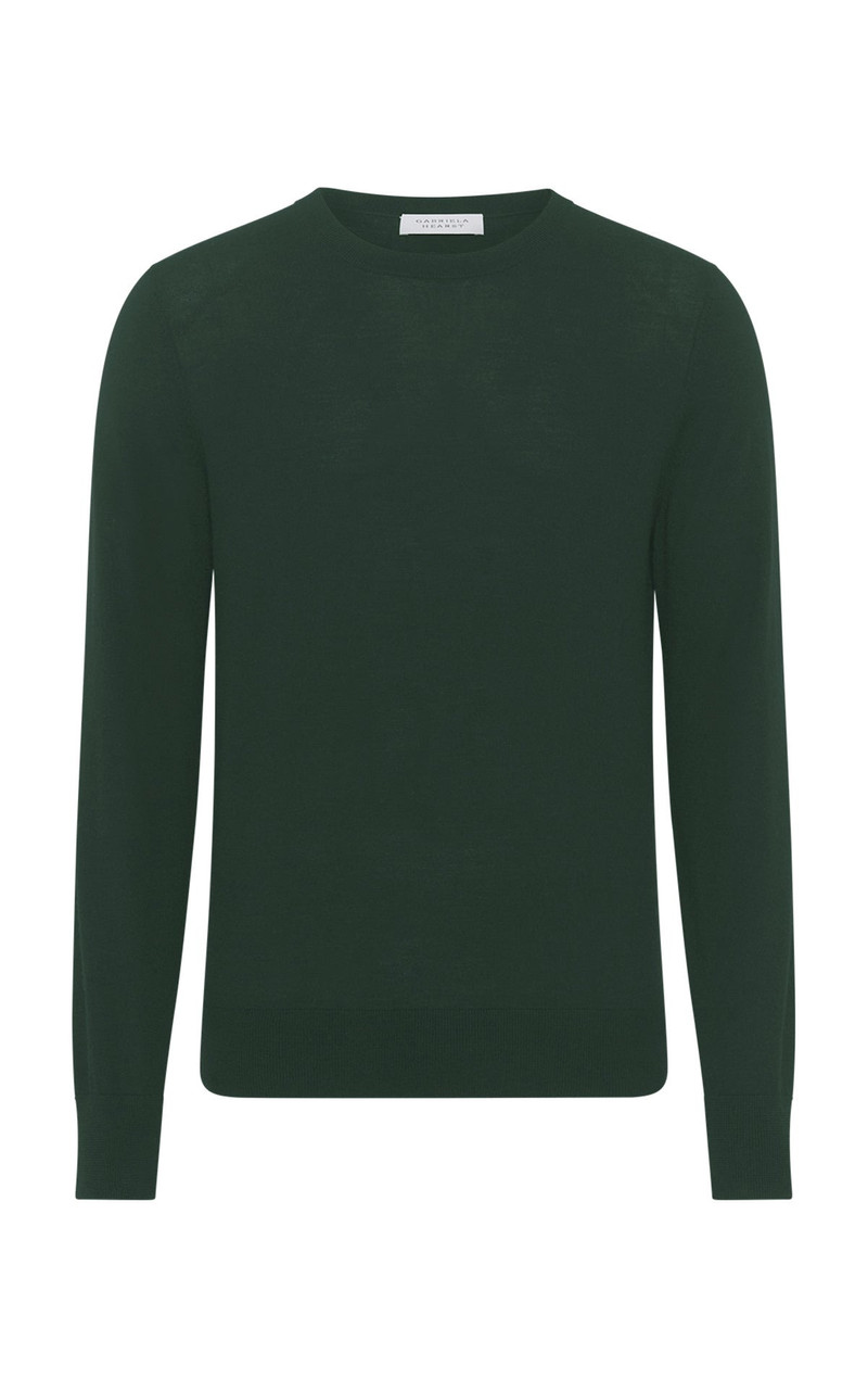 Palco Knit Sweater in English Green Virgin Wool 1
