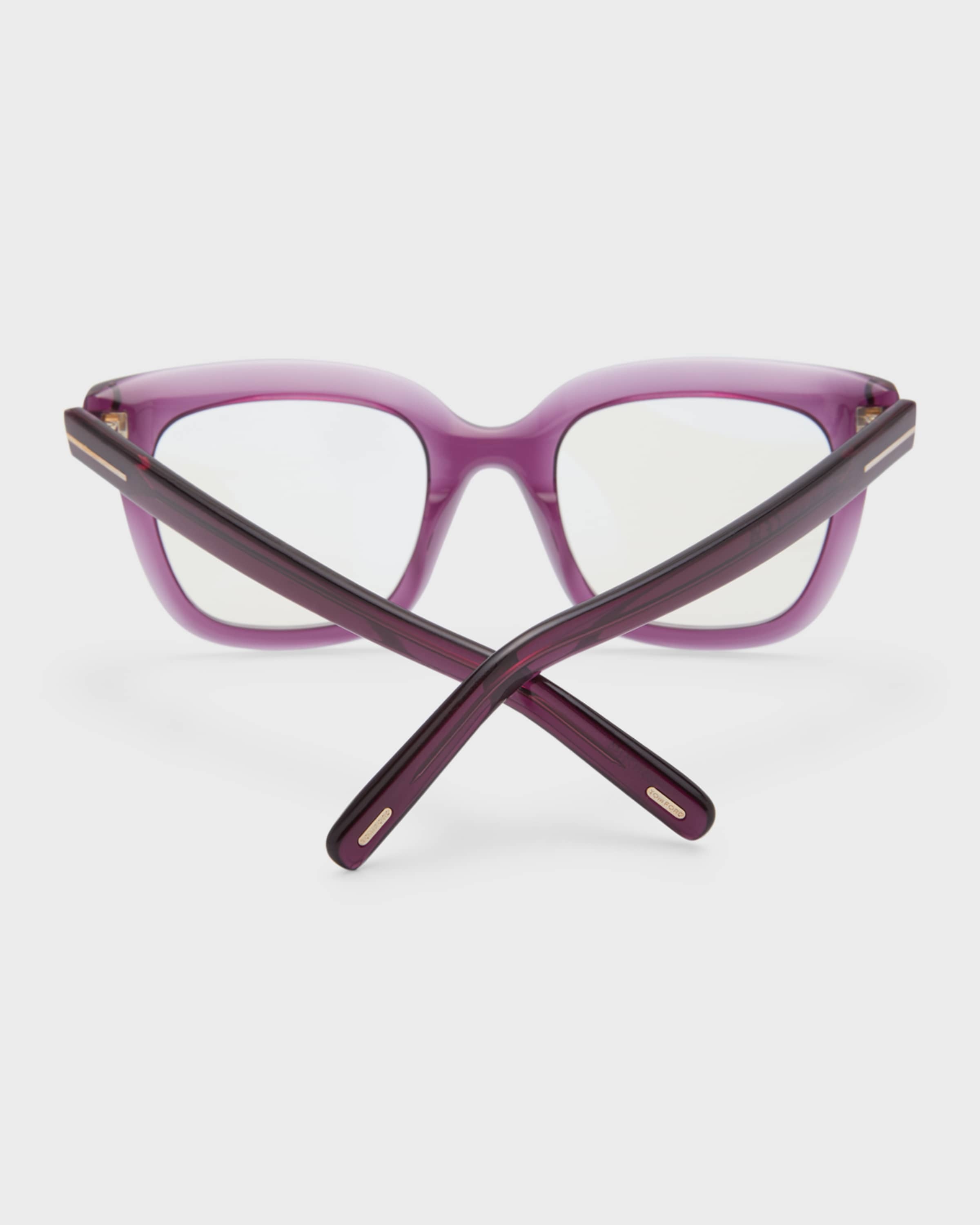 Violet Blue Blocking Square Acetate Glasses - 5