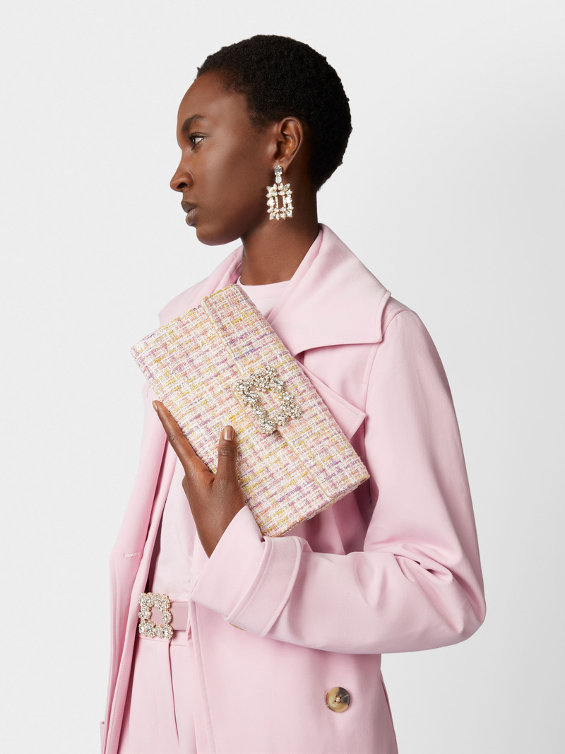 Roger Vivier Flower Strass Buckle Clutch Bag in Fabric outlook