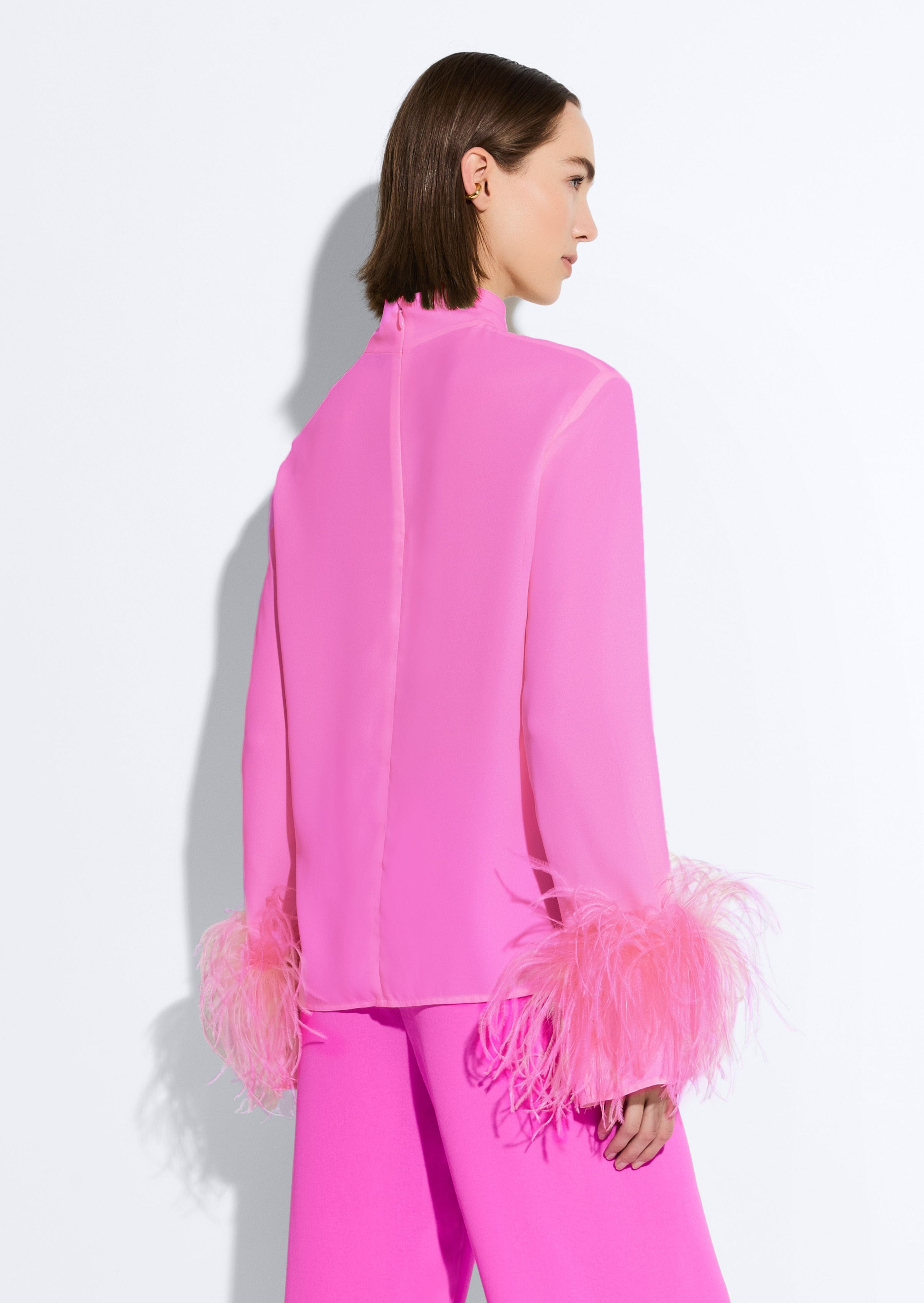 Georgette Top With Feathers - 3
