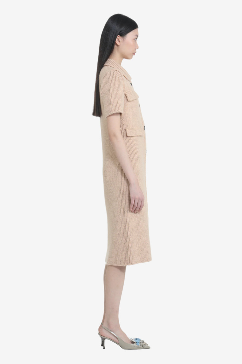 SHORT-SLEEVED KNITTED DRESS WITH COLLAR 3