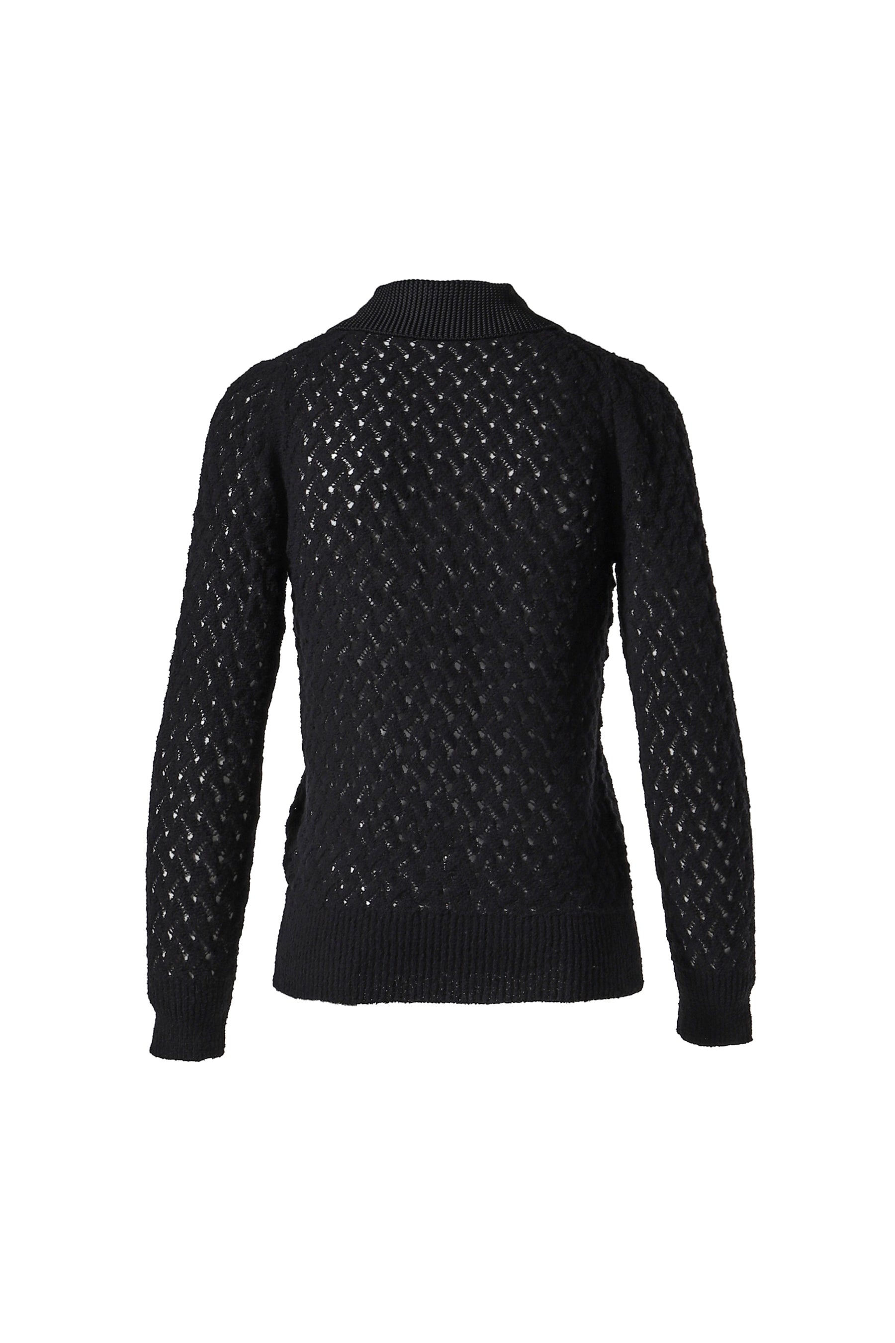 LACE KNIT POLO SHIRT / BLK - 2