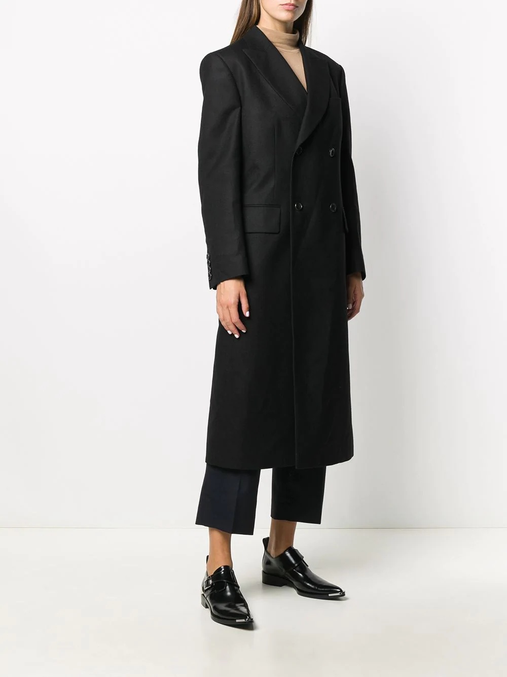 double-breasted wool coat - 3