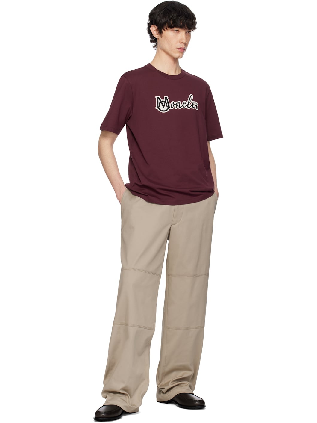 Burgundy Embroidered Varsity Logo Cotton T-shirt - 5