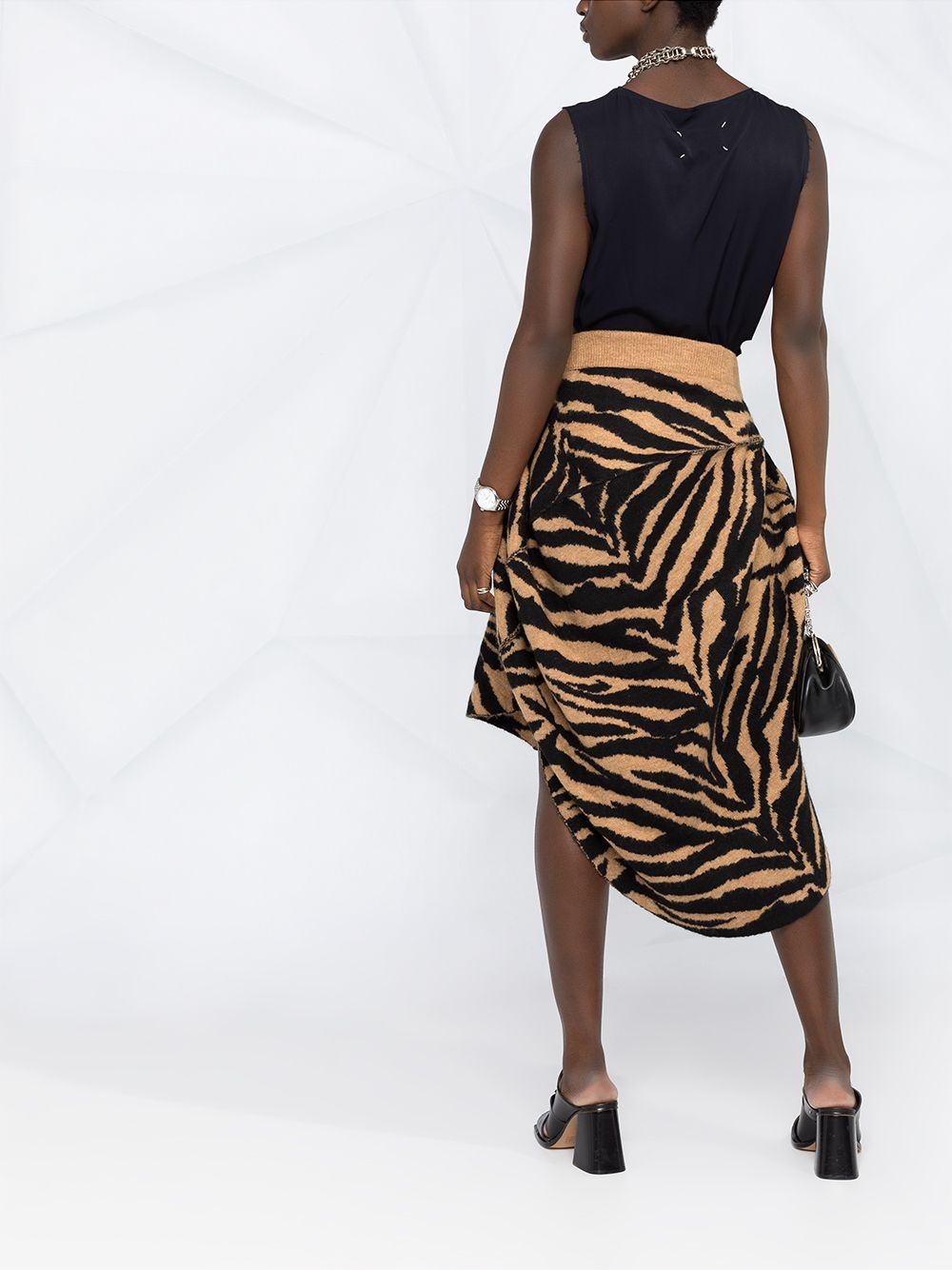 tiger-print high-low skirt - 4